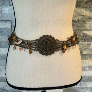 Vintage Chain Belt with Orange Accents 36-42